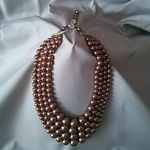 Vintage 4 strand champagne faux pearl necklace